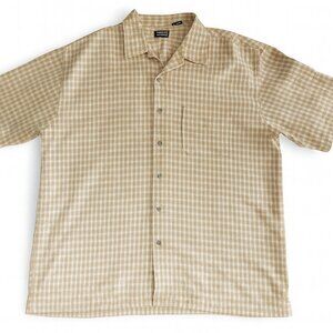 VTG Haggar Men’s XXL Beige Plaid ButtonUp Shirt Short Sleeve Big&Tall-A331